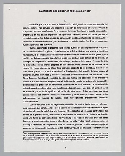 "La Comprension Cientifica En El Siglo Viente,"