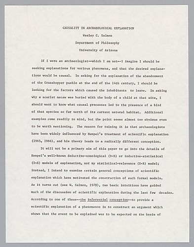 "Causality in Archaeological Explanation,"