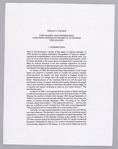 "Explanation and Confirmation,"