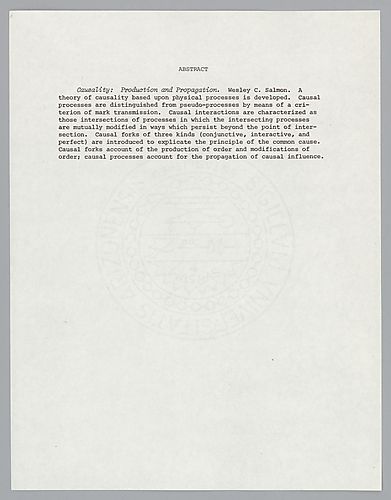 "Causality: Production and Propagation,"