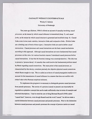 "Causality Without Counterfactuals,"