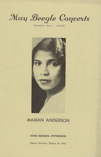 Concert program - Marian Anderson recital