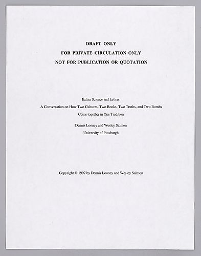 Italian Science and Letters: Draft,