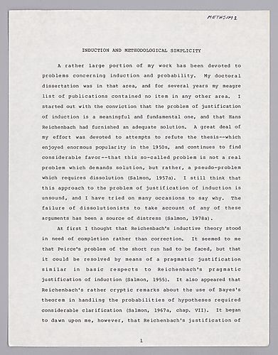 Induction, Confirmation, and Probability: Manuscript,