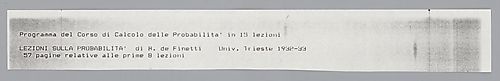 Teaching of Probability Theory At the University of Trieste,