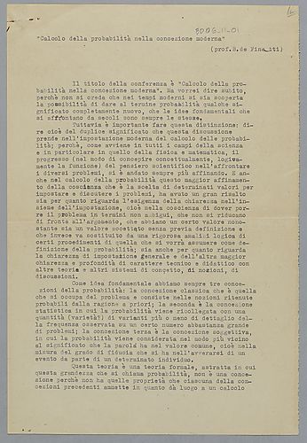 "Probab. Concez. Moderna - Conf. Sem. Mat."