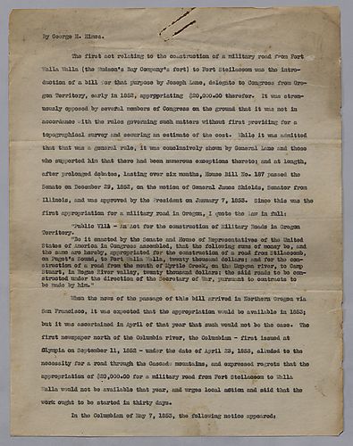 Description on the Construction of a Military Road from Fort Walla Walla to Fort Steilacoom, by George H. Himes