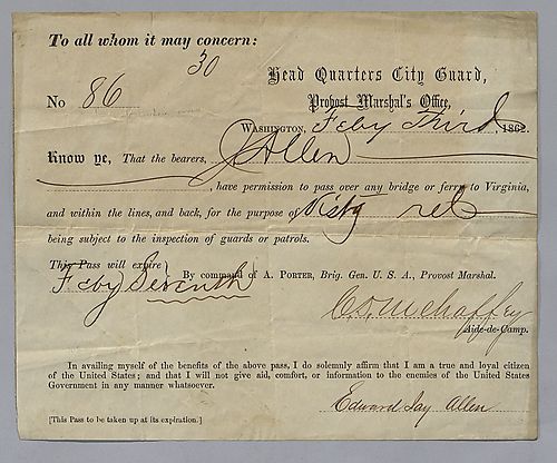 Certificate Of Permission For Entry into Virginia
