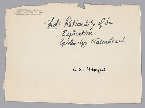 "Notes on Rationality of Science," "Explication," "Epistemology Naturalized,"
