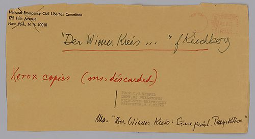 "Der Wiener Kreis: Eine persönliche Perspektive," Kirchberg Lecture,