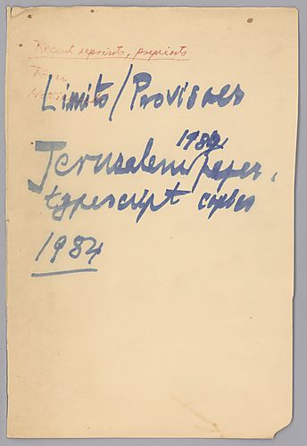 Limits, Provisoes, Jerusalem Paper, Typescript Copies,