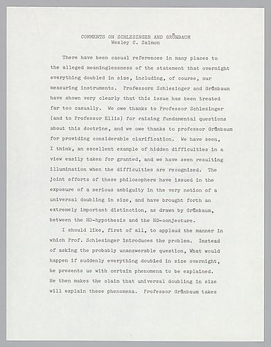 "Comment on Schlesinger and Grunbaum": AAAS,