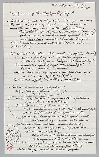 "Significance of One Way Speed of Light": Melbourne,