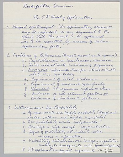 "Statistical Relevance Explanation": Rockefeller Seminar,