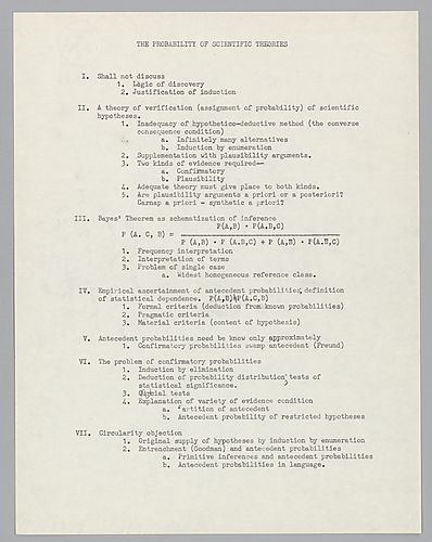 "Probability of Scientific Theory,"