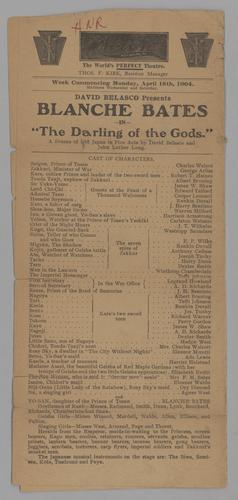 Theatre program - The Darling of the Gods with Blanche Bates