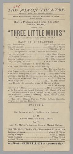 Theatre program - Three Little Maids