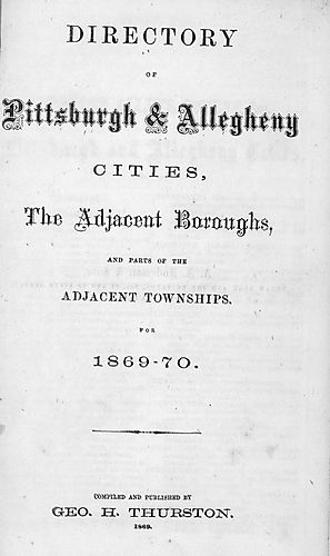Directory of Pittsburgh and Allegheny cities