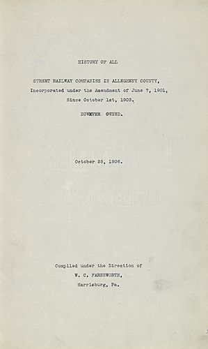 History of all street railway companies in Allegheny County