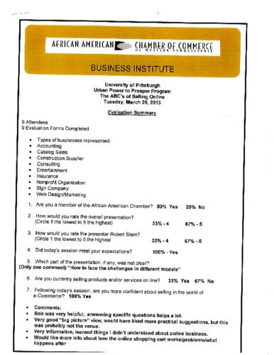 The ABC's of Selling Online-Evaluation Summary