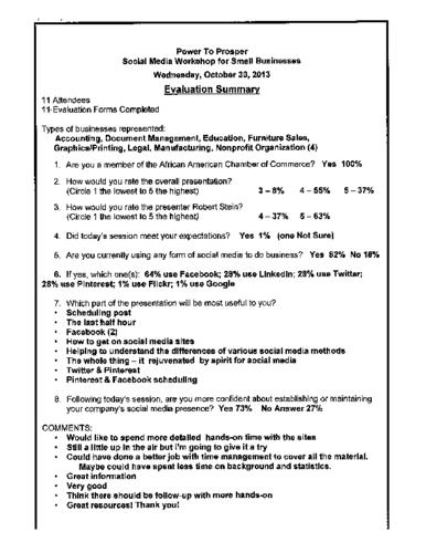 Social Media Workshop-Evaluation Summary