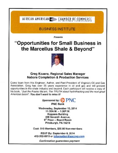Opportunities of Small Business in the Marcellus Shale-Flyer