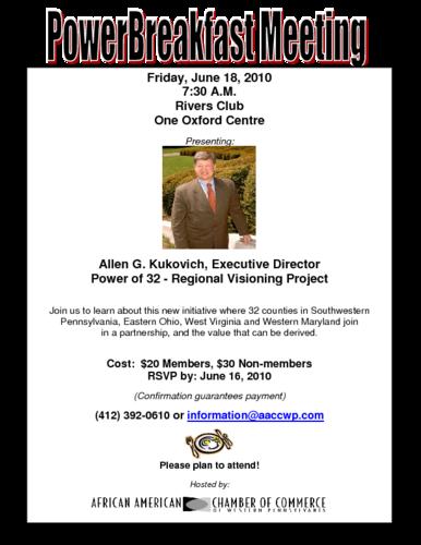 Allen G. Kukovich Executive Director Power of 32 - Regional Visioning Project