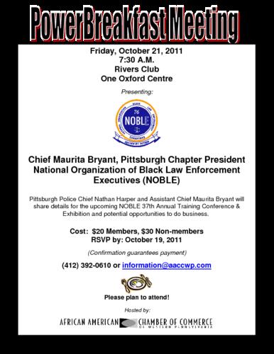 Chief Maurita Bryant, Pittsburgh Chapter President National Organization of black Law Enforcement Executives (NOBLE)