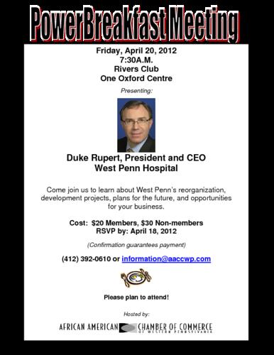Duke Rupert President and CEO West Penn Hospital