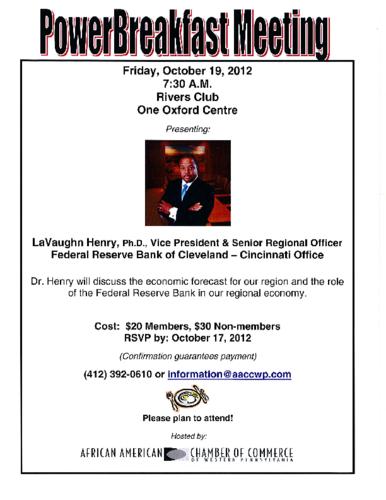 LaVaughn Henry Ph.D. VP & Senior Regional Officer Federal Reserve Bank of Cleveland