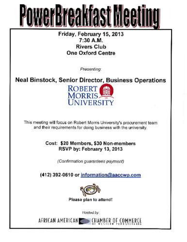 Neal Binstock, Senior Director, Business Operations Robert Morris University