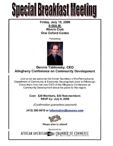 Dennis Yablonsky CEO Allegheny Conference on Community Development
