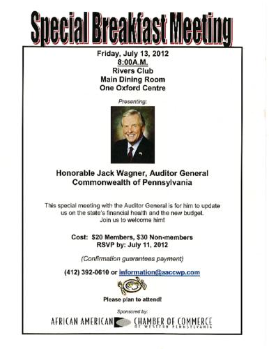 Hon Jack Wagner Auditor General Commonwealth of PA