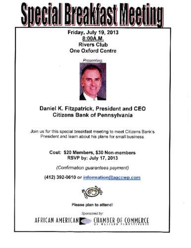Daniel K. Fitzpatrick President and CEO Citizens Bank of PA
