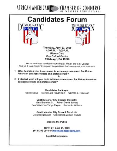 Mayoral Candidates and Pittsburgh City Council Candidates
