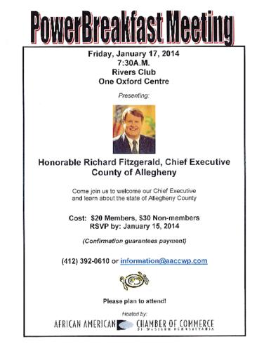 Honorable Rich Fitzgerald Chief Executive for the County of Allegheny