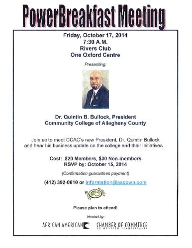 Dr. Quintin Bullock President of Community College of Allegheny County