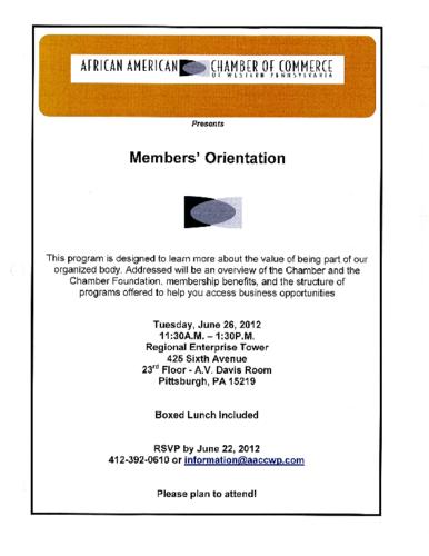 Members' Orientation Flyer
