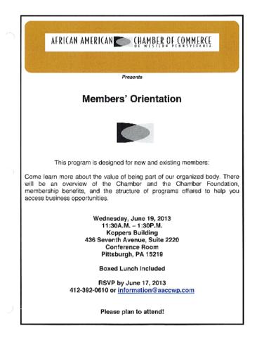 Members' Orientation Flyer