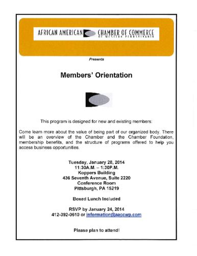 Members' Orientation Flyer