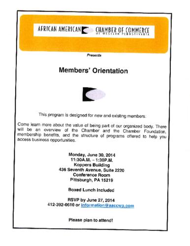 Members' Orientation Flyer