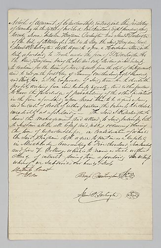 Agreement between Benjamin and Samuel Darlington