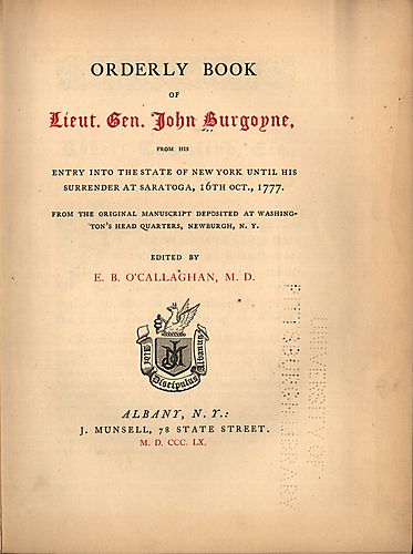 Orderly book of Lieut. Gen. John Burgoyne