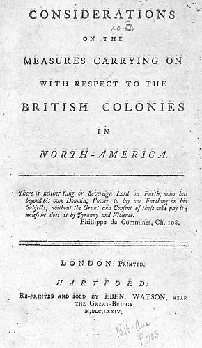 Considerations on the measures carrying on with respect to the British colonies in North-America
