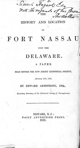 history of Fort Nassau upon the Delaware