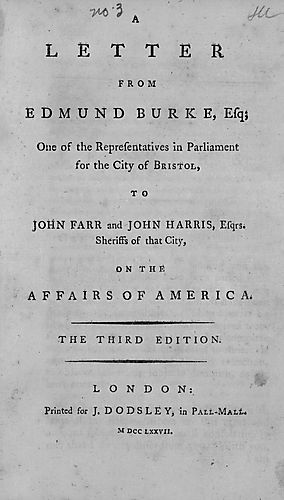 letter from Edmund Burke, Esq., one of the representatives in Parliament for the city of Bristol