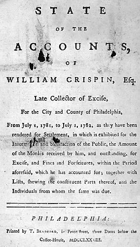State of the accounts of William Crespin, Esq., late collector of excise for the City and County of Philadelphia