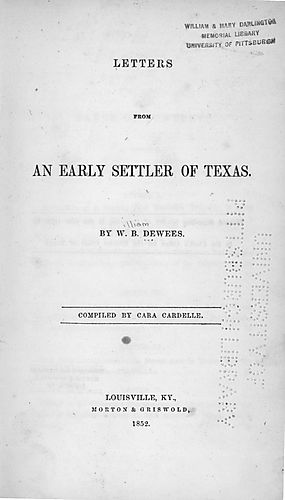 Letters from an early settler of Texas