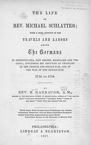 life of Rev. Michael Schlatter