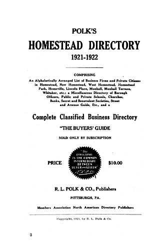 Polk's Homestead directory